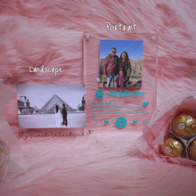 Load image into Gallery viewer, Choose between a landscape or portrait layout for your personalised frame. Choose from a Portrait Spotify layout too!