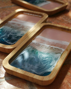 Wooden Rectangular Seascape Trinket Tray